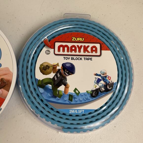 Mayka Toy Block Tape 2 Pack 6.5FT 2-Stud Light Blue Zuru Remove Reuse 8302 - Picture 3 of 3